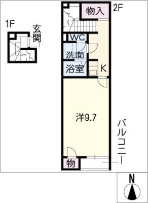 クレイノバーム(1K/2階)の間取り写真