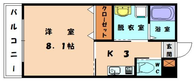ルミナス花見(1K/2階)の間取り写真