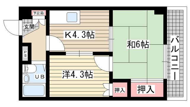 サンパレス21瓦林光マンション(2K/3階)の間取り写真