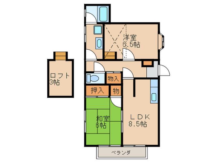 コーポヒルズ(2LDK/2階)の間取り写真