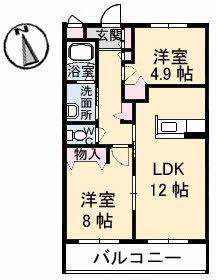 メゾン・はなみずき(2LDK/1階)の間取り写真