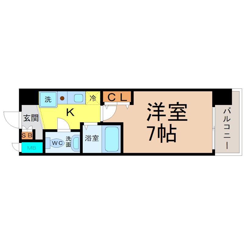 パークフラッツ金山(1K/4階)の間取り写真