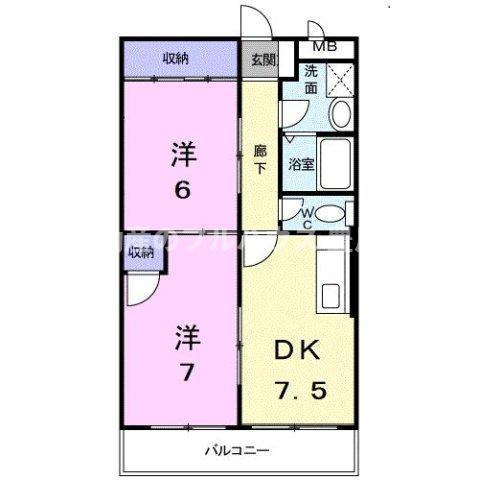 アルメリア一宮(2DK/2階)の間取り写真