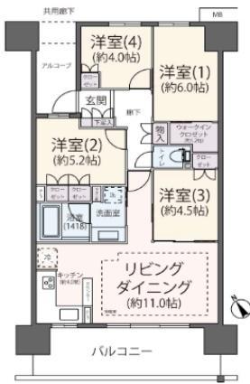 セントガーデン海老名II街区(4LDK/8階)の間取り写真