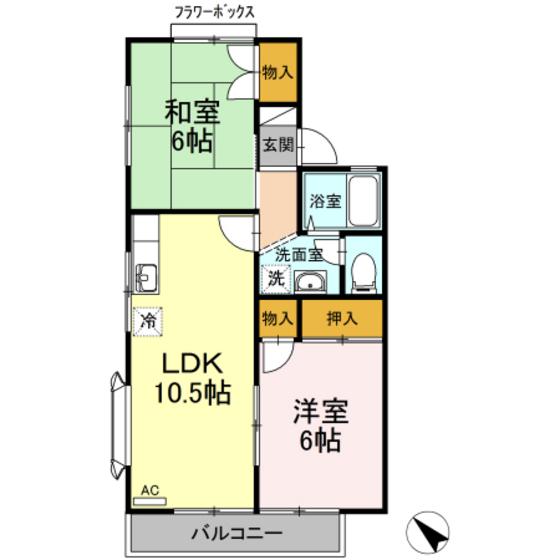 シャンブル岡田(2LDK/2階)の間取り写真