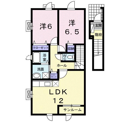 メゾンコーラク(2LDK/2階)の間取り写真