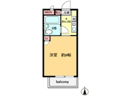 スカイコート鶴見第3(ワンルーム/2階)の間取り写真