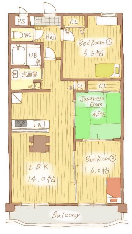 アデストビルLIFESPACE(3LDK/4階)の間取り写真