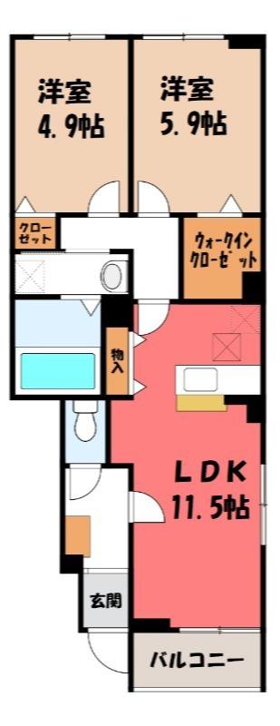 ベル ソーレ メゾン(2LDK/1階)の間取り写真