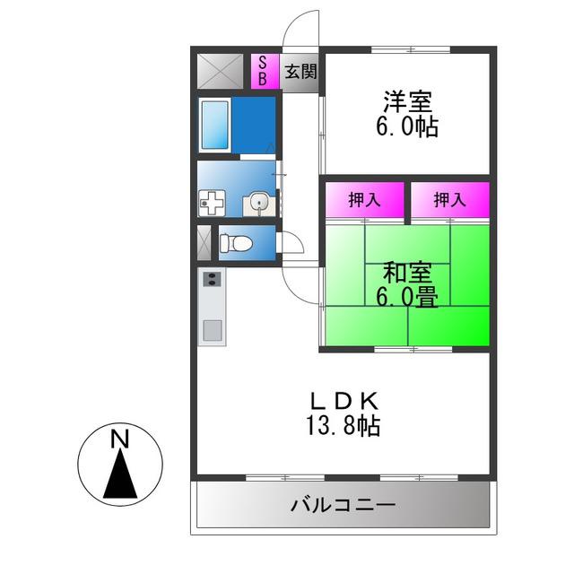 シロハイヌ小阪(2LDK/1階)の間取り写真
