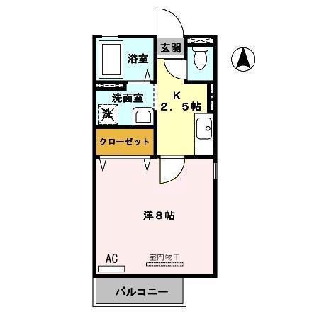 ディアコート浜(1K/1階)の間取り写真