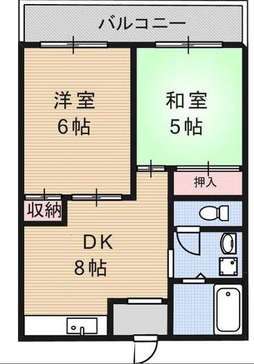 阿波座ハイツ(2DK/4階)の間取り写真