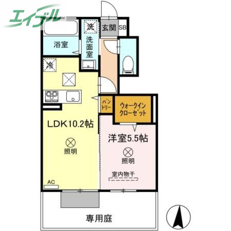 オリーブ(1LDK/1階)の間取り写真