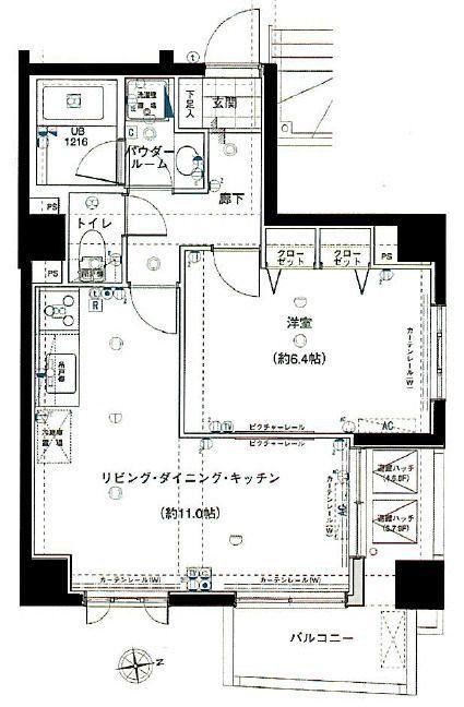 SINーCITY中野(1LDK/7階)の間取り写真
