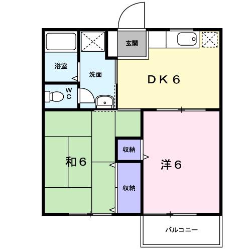 リバ-ヒラック(2DK/1階)の間取り写真