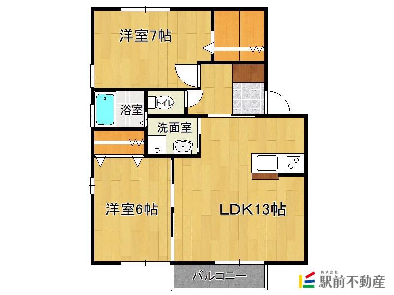 グラース諸富(2LDK/1階)の間取り写真