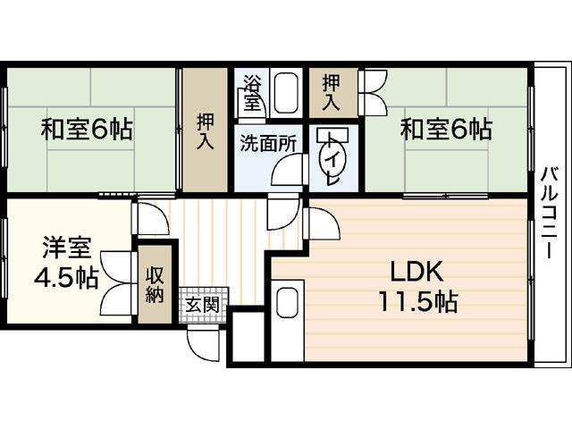 第1コーポ中尾(3LDK/1階)の間取り写真