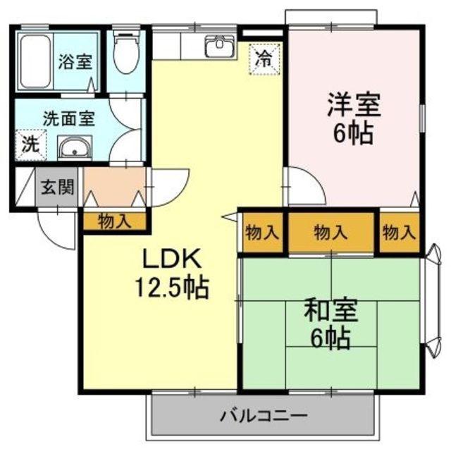 ベルコート(2LDK/2階)の間取り写真