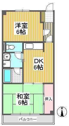 コージーハイムA(2DK/1階)の間取り写真