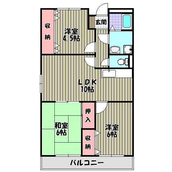 ラフィーネ壱番館(3LDK/1階)の間取り写真