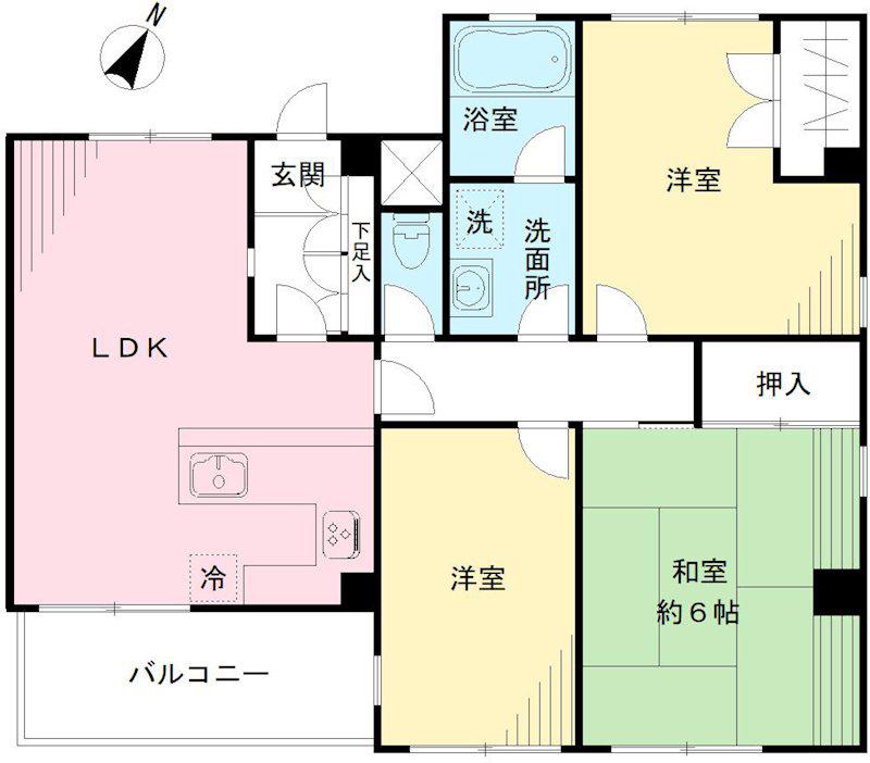 ホワイトハウス(3LDK/3階)の間取り写真