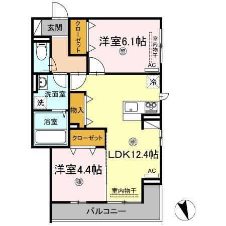 メゾン ドーミー(2LDK/3階)の間取り写真