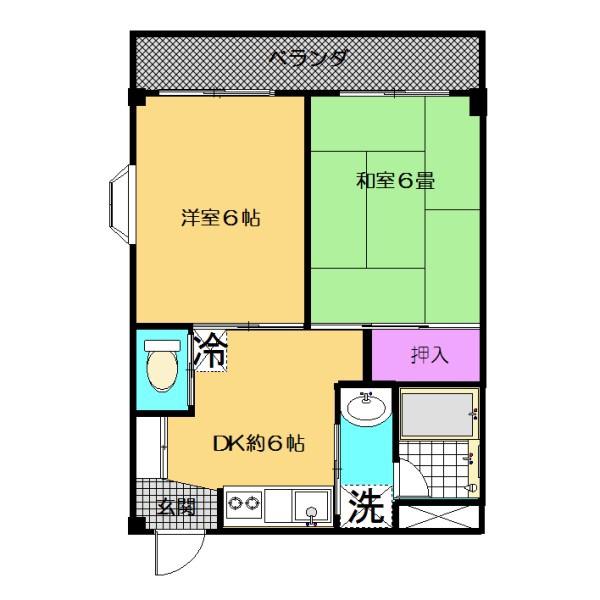 北野ハイツA(2DK/3階)の間取り写真