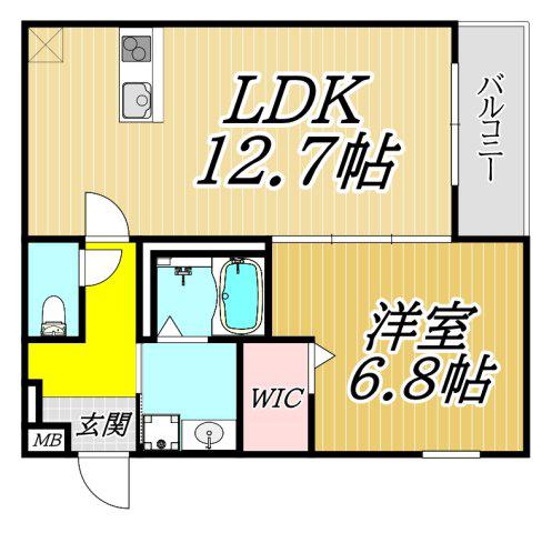 フジパレスJR塚口(1LDK/3階)の間取り写真