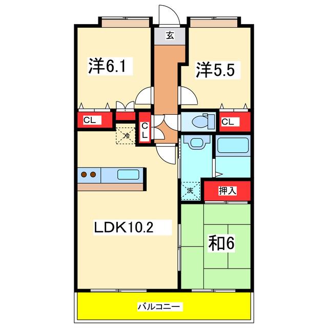 ボナール浜松イースト(3LDK/3階)の間取り写真