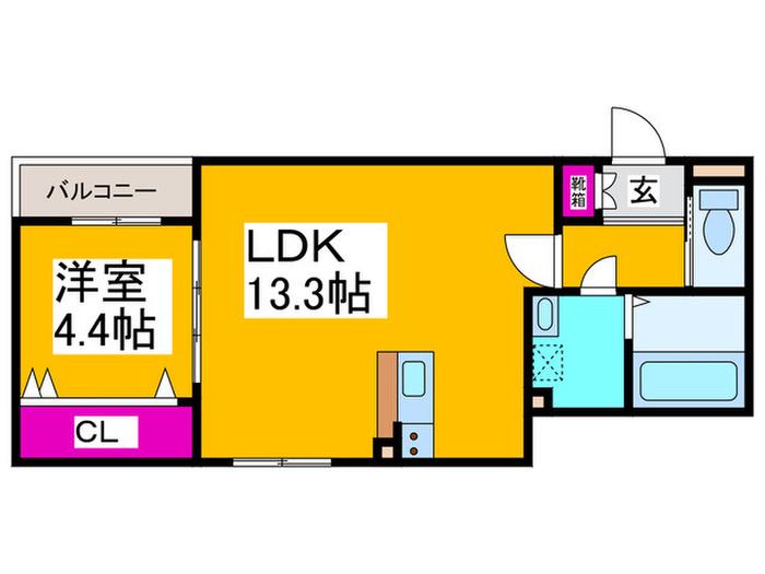 ALIVIO堺高松(1LDK/1階)の間取り写真