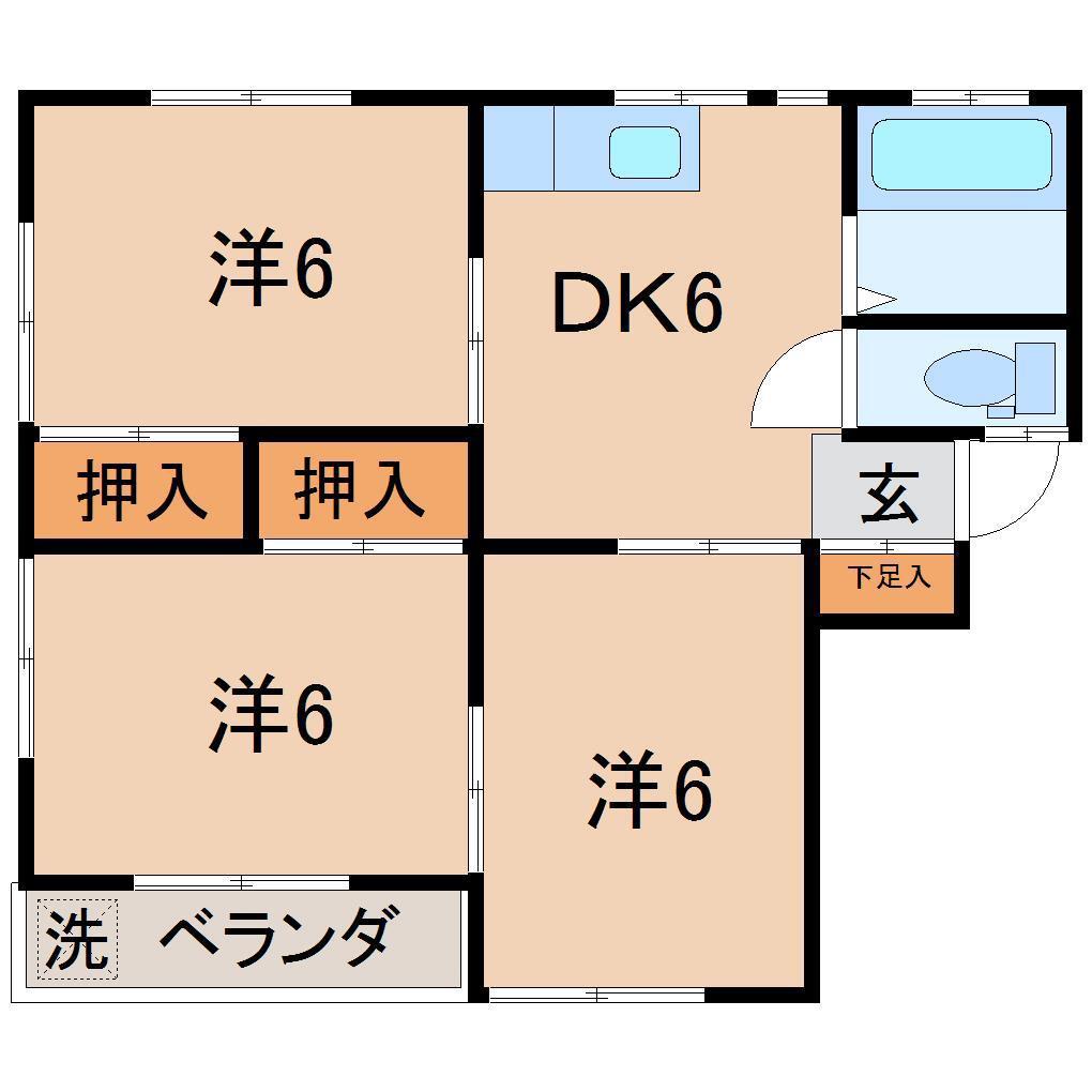 ハイツ向陽2号棟(3DK/1階)の間取り写真