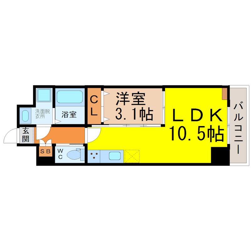 アンジュ栄(1LDK/5階)の間取り写真