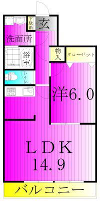 FREAHEIM(1LDK/1階)の間取り写真