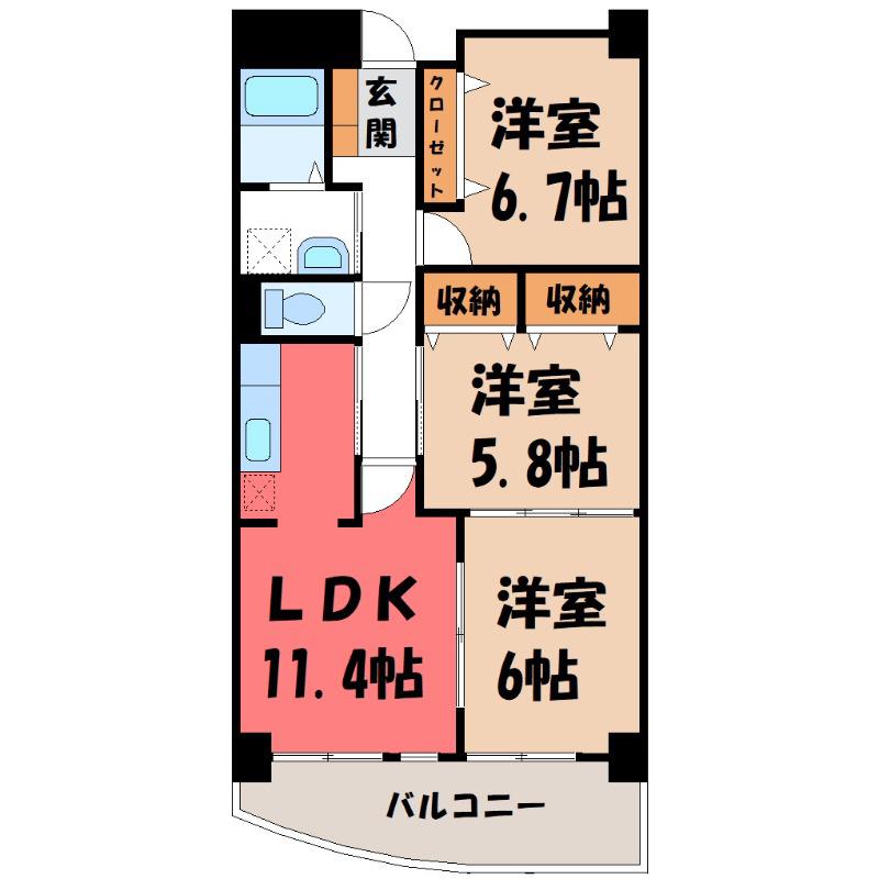 グランドレジデンス(3LDK/2階)の間取り写真
