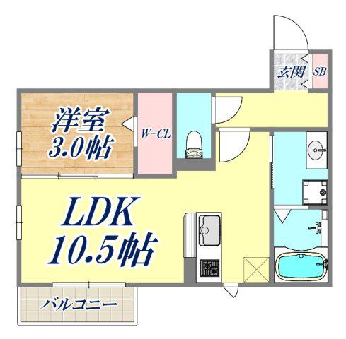 アンバーキューブ(1LDK/1階)の間取り写真
