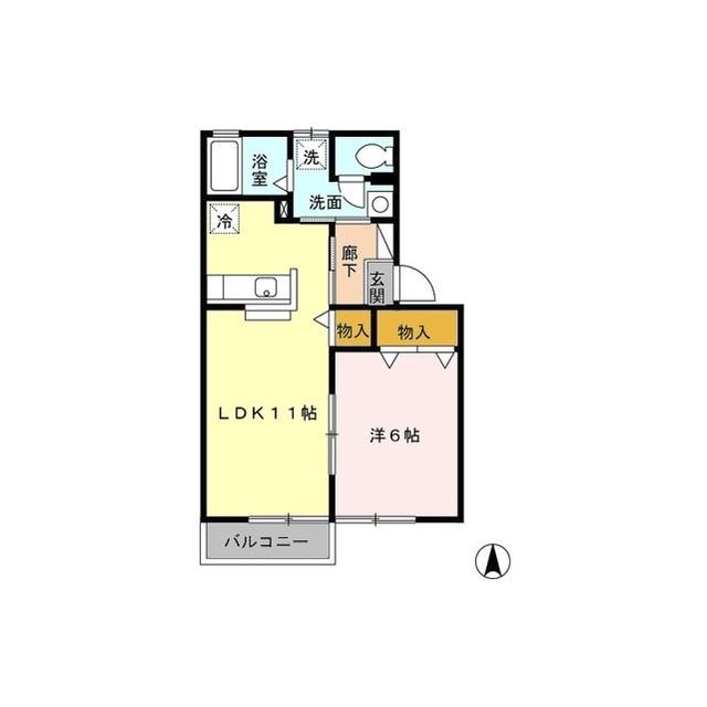 D-ROOMエスポワールサワ(1LDK/1階)の間取り写真