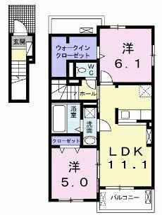 GRAPE・TOWN II(2LDK/2階)の間取り写真