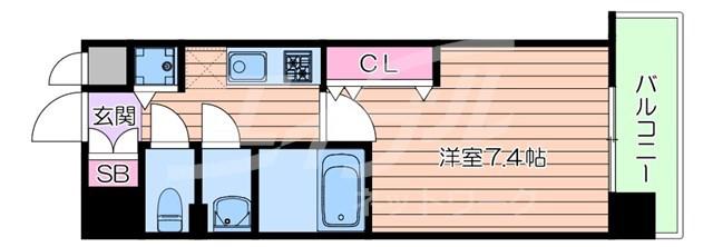 LUXE江坂II(1K/11階)の間取り写真
