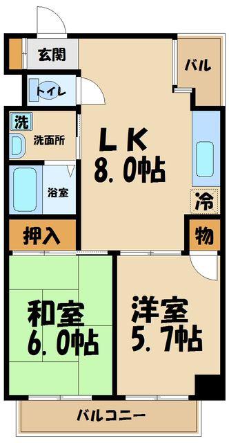 アネックス調布(2DK/3階)の間取り写真