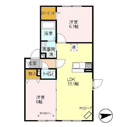 マグノリア(2LDK/1階)の間取り写真