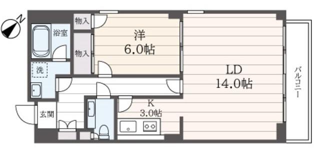 原宿パークハウス(1LDK/2階)の間取り写真