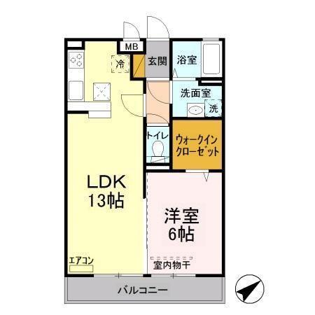 ボナールみらい平(1LDK/1階)の間取り写真