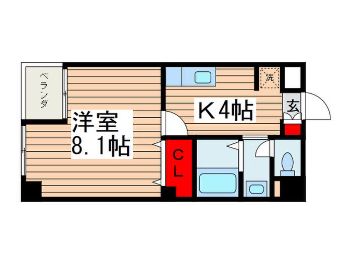 ウィステリア(1K/4階)の間取り写真