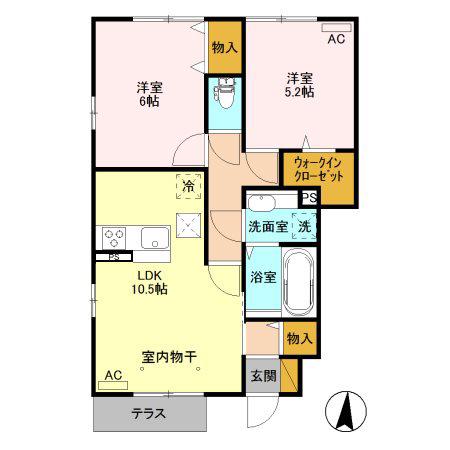 キャッツアイ(2LDK/1階)の間取り写真
