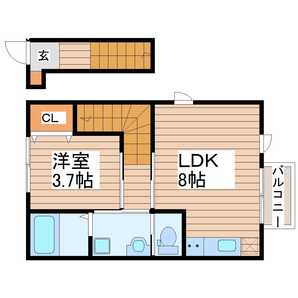 コンフォール萩野町I(1LDK/2階)の間取り写真