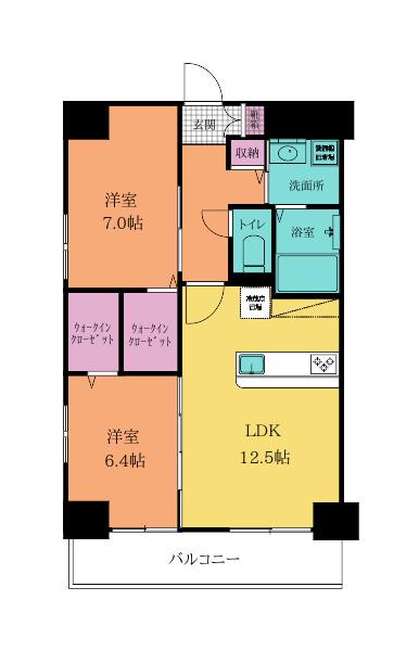 GRAND CHARIOT三萩野グランシャリオ三萩野(2LDK/2階)の間取り写真