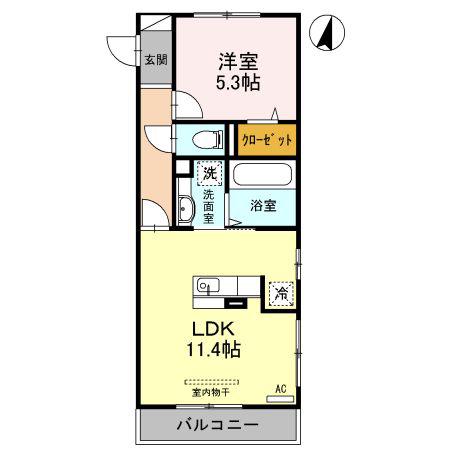 プリュス(1LDK/3階)の間取り写真