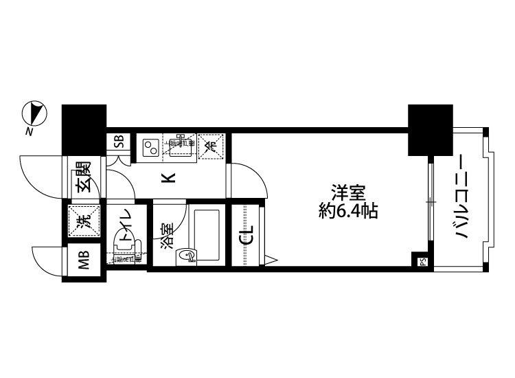 パレステュディオ目白(1K/4階)の間取り写真