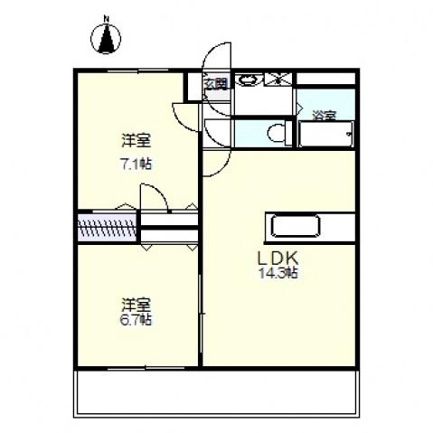 メイプルコート弐番館(2LDK/3階)の間取り写真