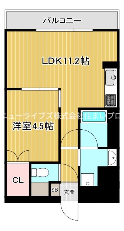 ルピナスⅠ(1LDK/6階)の間取り写真